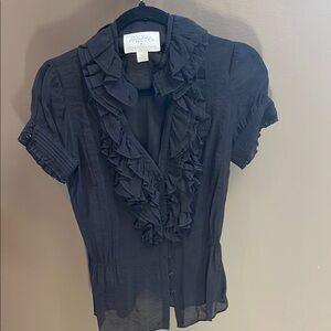 Anthropologie Black Ruffled Women's Top